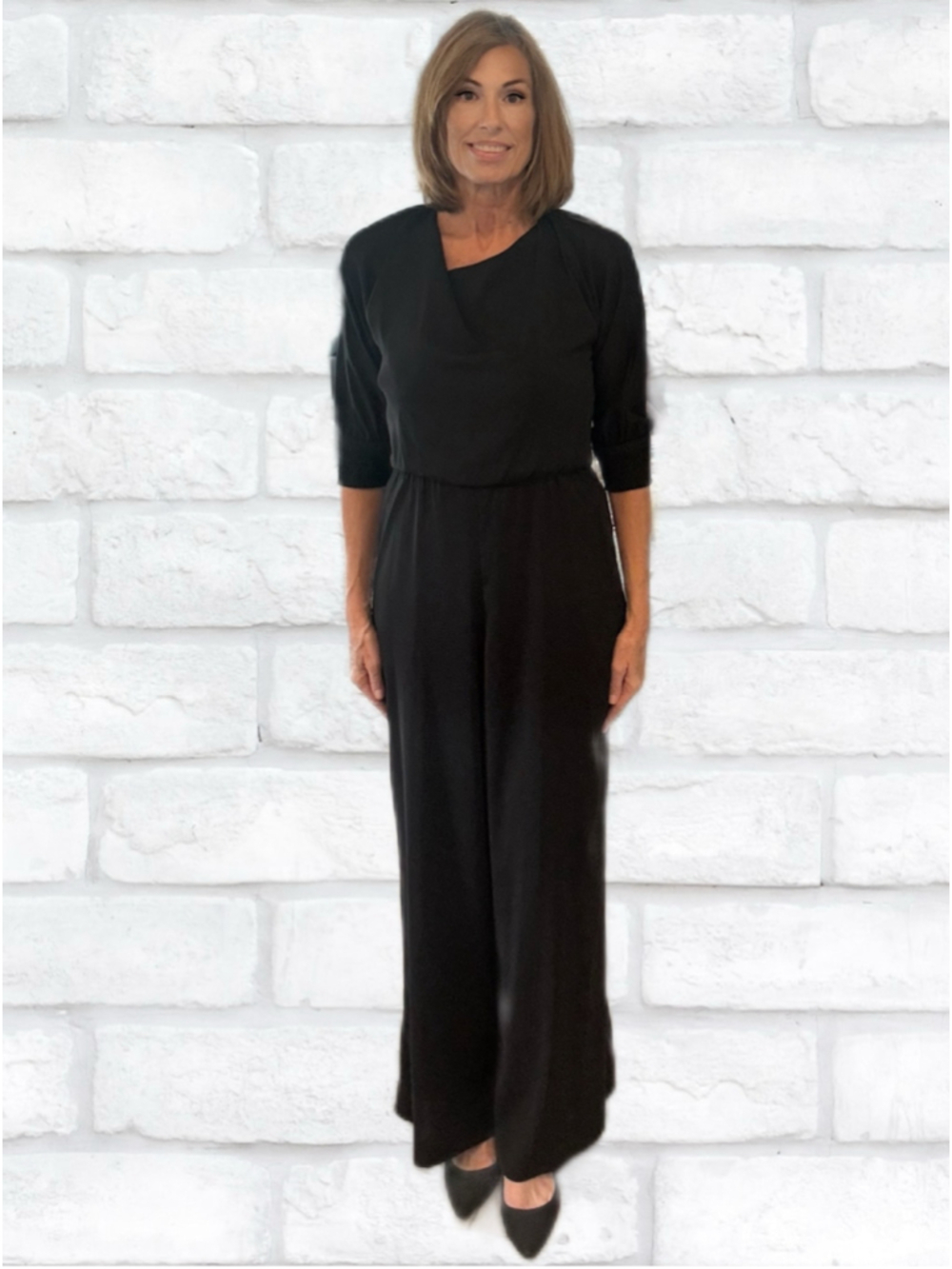 Alice + Olivia Black Wide-Leg Open-Back Jumpsuit